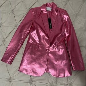 Fashion Nova Pink Metallic Blazer